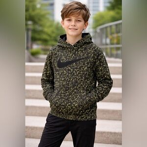 Nike Kids Speckled Hoodie in Black and Green